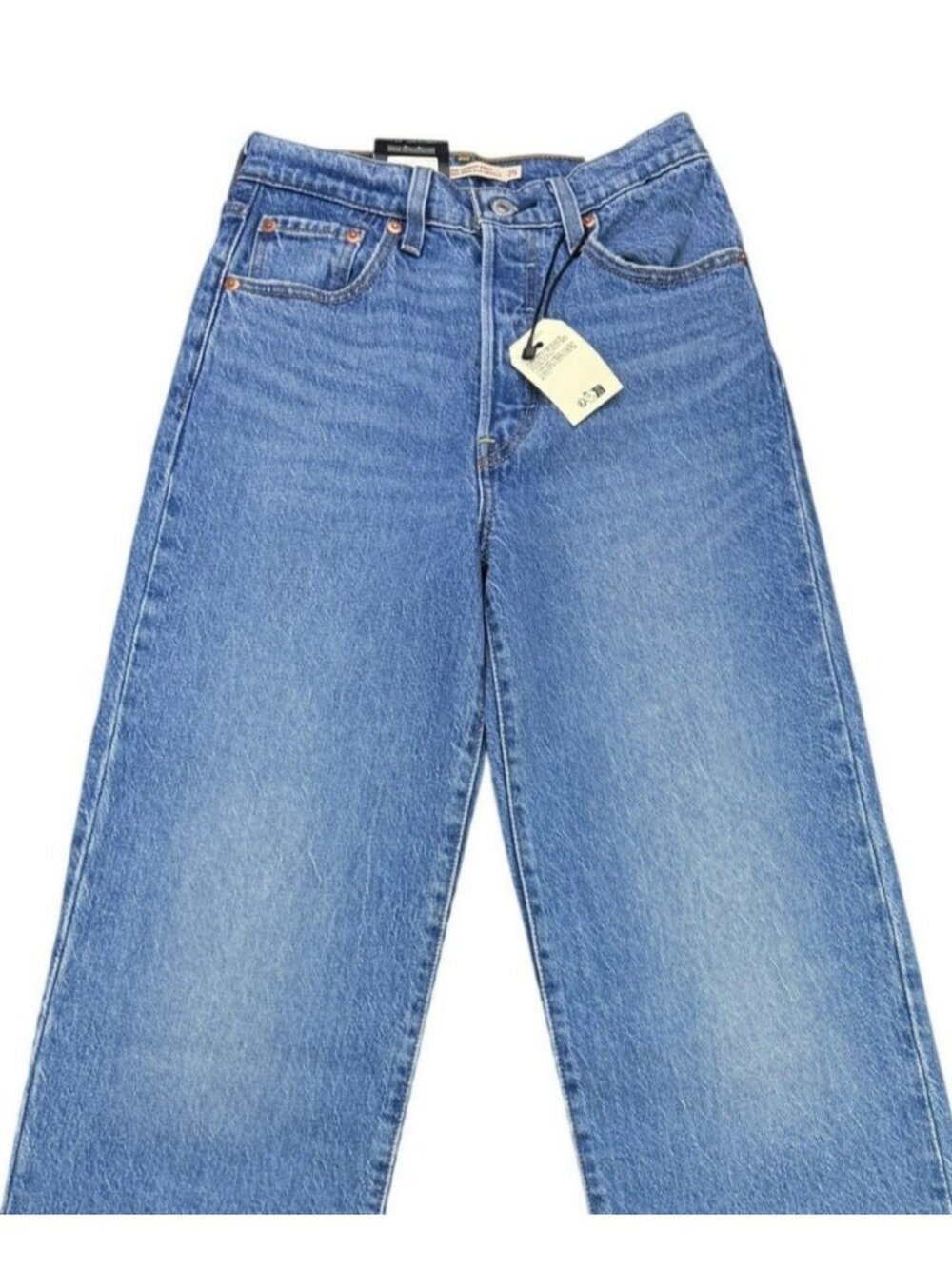 Levi's Ribcage Straight Ankle Jeans 25 Dance Around Button Fly High Rise - Picture 3 of 10